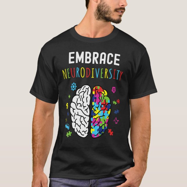 Camiseta Abraçar Espectro Neurodiversidade Quebra-cabeça Cé (Frente)