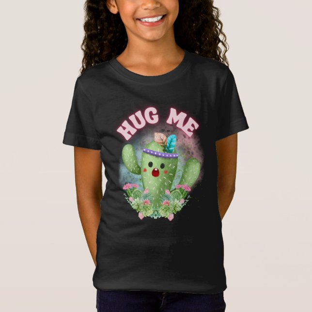 Camiseta Abraçar-me Cactus Engraçado Roupa para Crianças T- (Frente)