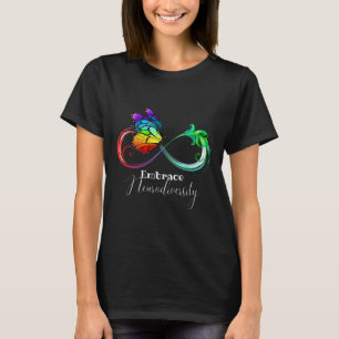 Camiseta Abraçar Neurodiversidade Arco-Íris Infinito Borbol
