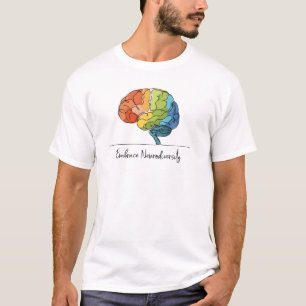 Camiseta Abraçar Neurodiversity Line Art Rainbow Brain