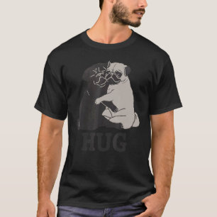 Camiseta Abraçar O Cão Pug Fofo Anatomia Animal Engraçado
