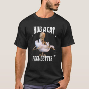 Camiseta Abraçar um Gato, Sentir-se Melhor Esqueleto Abraça
