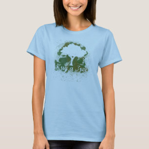 Camiseta Abraçar um Pense verde de árvore
