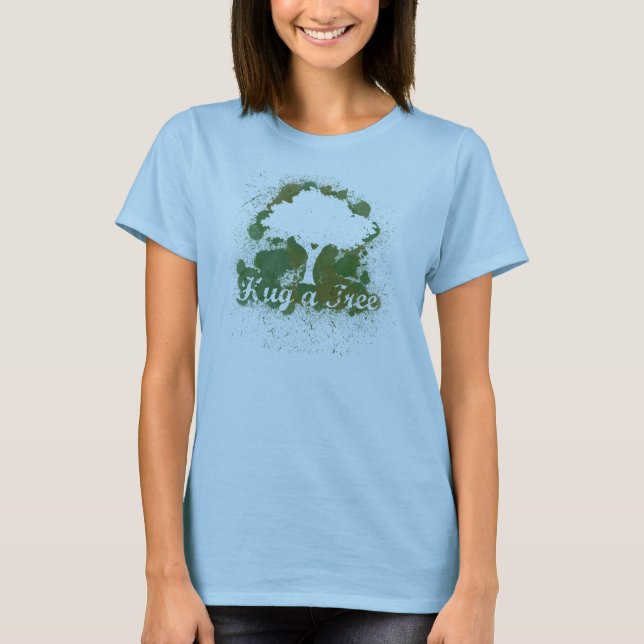 Camiseta Abraçar um Pense verde de árvore (Frente)