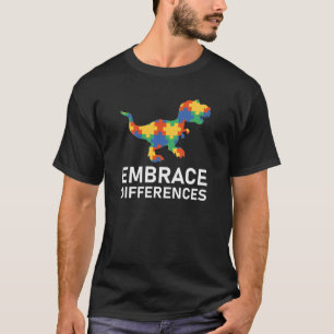 Camiseta Abrace as diferenças dos dinossauros - consciênc