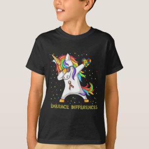 Camiseta Abrace diferenças Unicorn Dabbing Quebra-cabeça Au