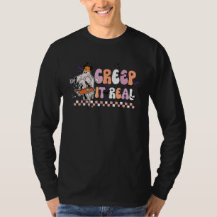 Camiseta Abrace o Assustador Floral Fantasma Retro Hallowee