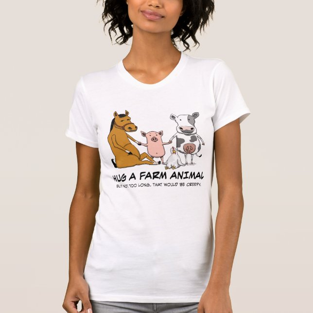 Camiseta Abraço bonito e engraçado um animal de fazenda (Frente)