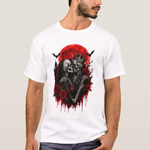 Camiseta Abraço Carmesim: Amantes Esqueleto