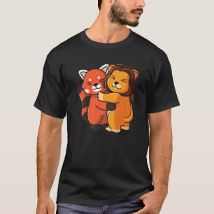 Camiseta Abraço De Animais Do Jardim Zoológico Vermelho E L