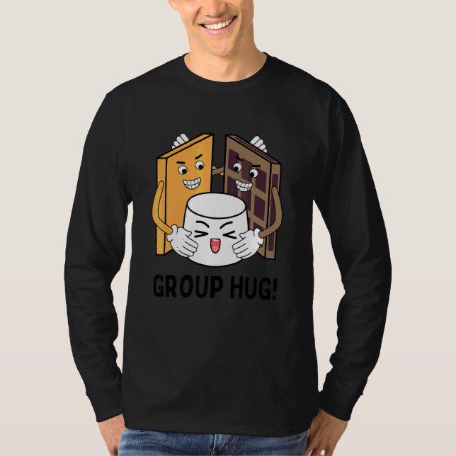 Camiseta Abraço de Grupo de S'mores Acampamento Chocolate M (Frente)