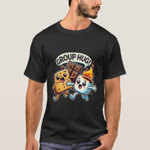 Camiseta Abraço de Grupo Divertido Marshmellow Smores Acamp