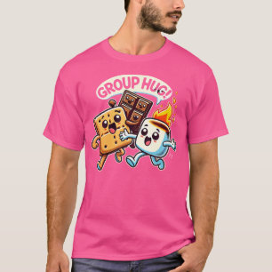 Camiseta Abraço de Grupo Divertido Marshmellow Smores Acamp