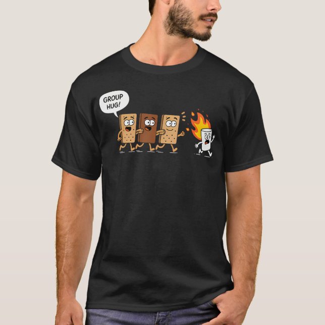 Camiseta Abraço de grupo engraçado de S'Mores de acampament (Frente)