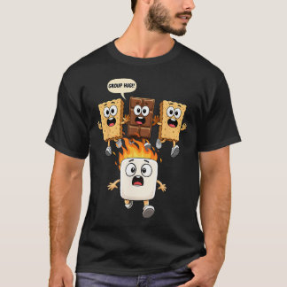 Camiseta Abraço de Grupo Fofo de Marshmallow Fogueira Smore