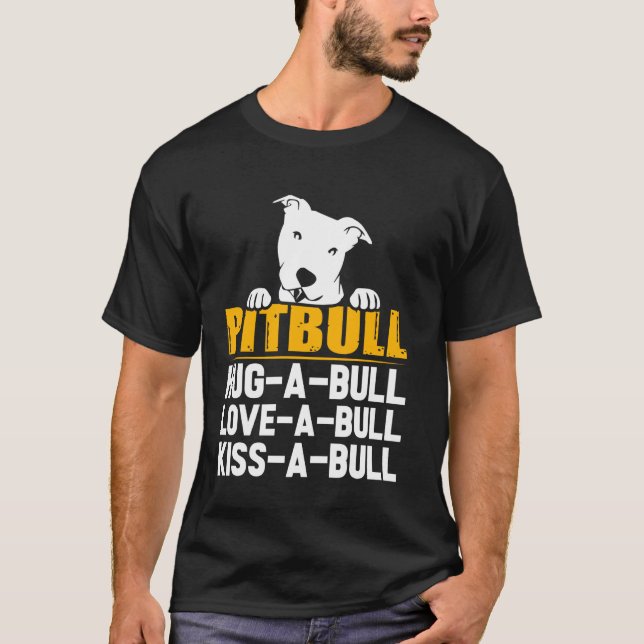 Camiseta Abraço de Pitbull Amor Beijo num Touro (Frente)