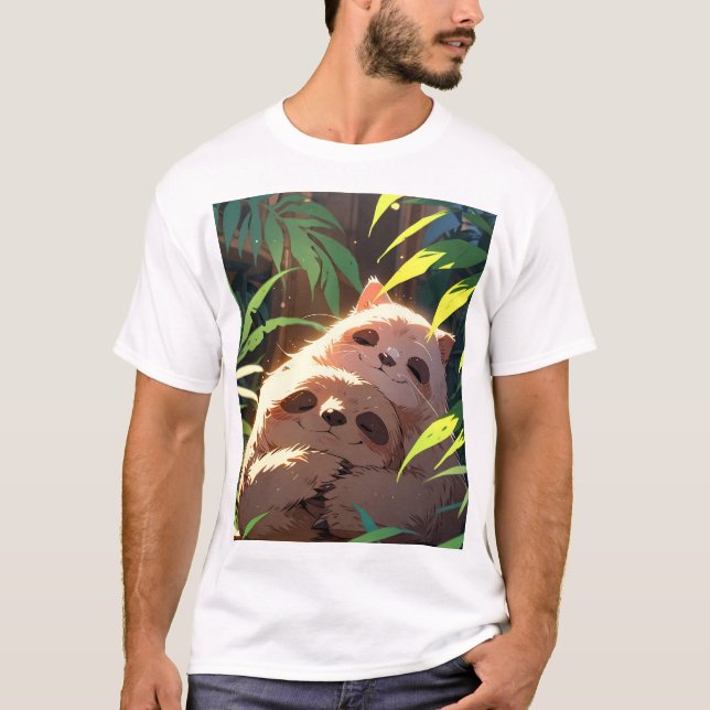 Camiseta  Abraço de Preguiça Aconchegante Sob Luz Quente (Frente)