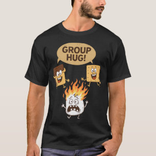 Camiseta Abraço em Grupo Divertido Smores Fogueira Marshmal