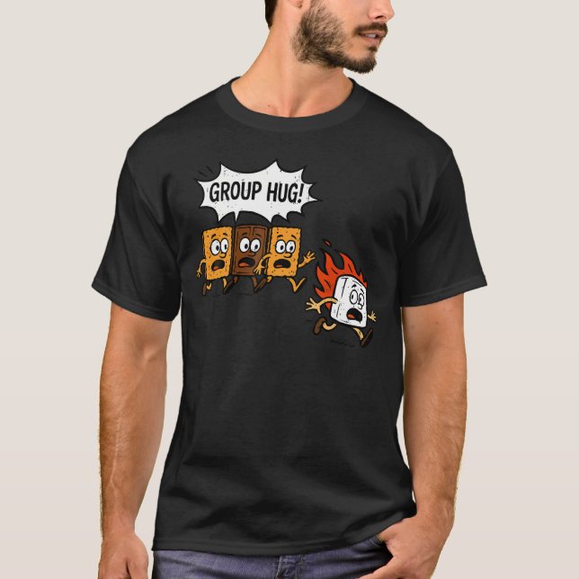 Camiseta Abraço em Grupo Marshmallow Divertido Smores Fogue (Frente)