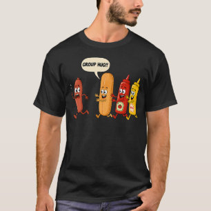 Camiseta Abraço em Grupo Salsicha Pão Ketchup Mostarda Engr