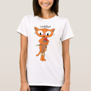 Camiseta abraço? Gatinho Ginger com Sock Monkey