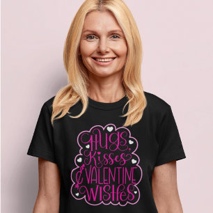 Camiseta Abraços, beijos e desejos de Namorados, corações, 