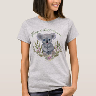 Camiseta Abraços, Coração e Flores do Urso Koala Bonitos