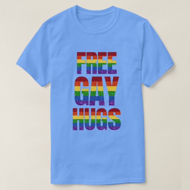 Camiseta Abraços de Gay com Sinalizador de Orgulho LGBT (Frente do Design)