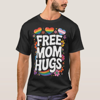 Camiseta Abraços de Mãe Grátis Coração Arco-Íris Bandeira L