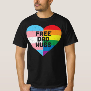 Camiseta Abraços de Pai Gratuito Vintage LGBT Coração Orgul