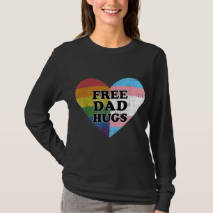 Camiseta Abraços de pai livre com arco-íris e bandeira tran