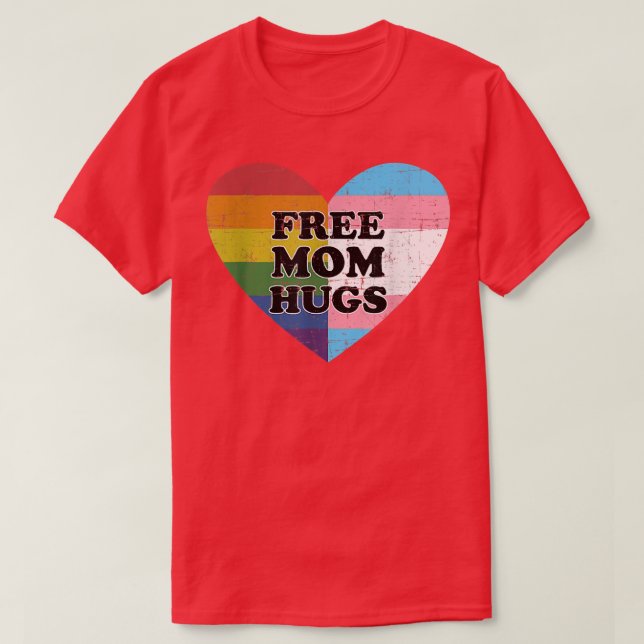 Camiseta Abraços de pai livre com arco-íris e coração trans (Frente do Design)