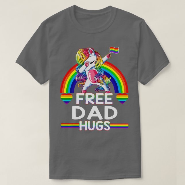 Camiseta Abraços de Pai Livre Unicórnio LGBT Orgulho LGBT R (Frente do Design)