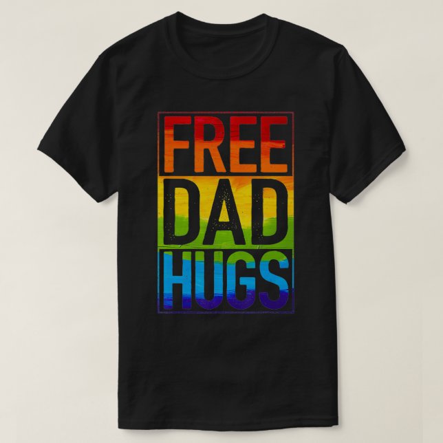 Camiseta Abraços de Pai orgulho gay Gratuito LGBT LGBT Prio (Frente do Design)