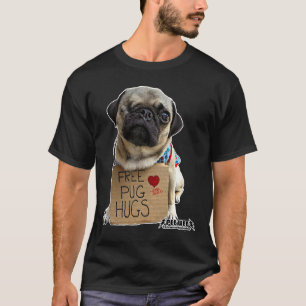 Camiseta Abraços de Pug Grátis Clássico 341