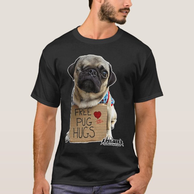 Camiseta Abraços de Pug Grátis Clássico 341 (Frente)