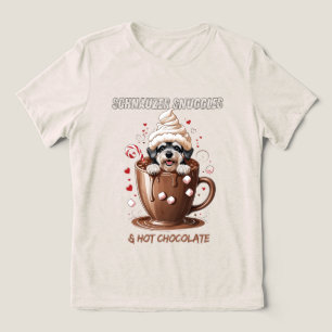 Camiseta Abraços de Schnauzer e Chocolate Quente