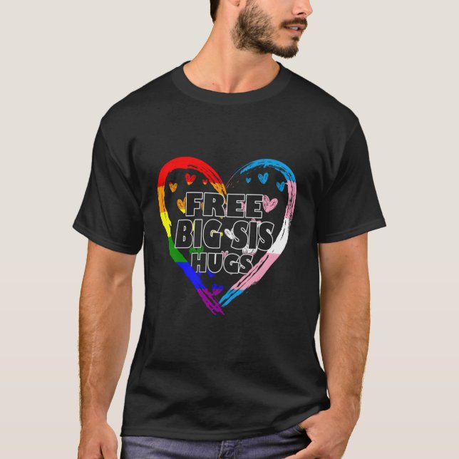 Camiseta Abraços De Sis Gratuitos Com Arco-Íris E Fla Trans (Frente)