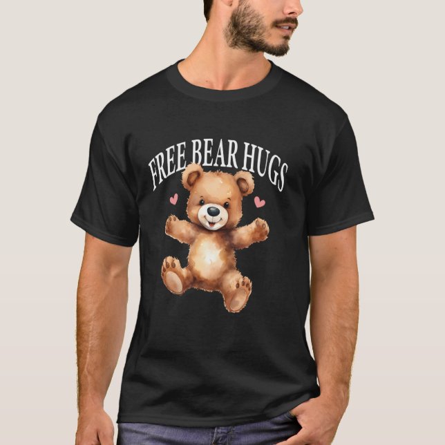 Camiseta Abraços de Urso Grátis Urso de Pelúcia Coração Min (Frente)