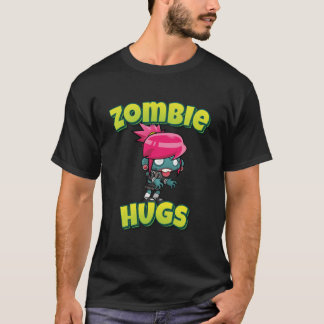 Camiseta Abraços de Zumbi Menina Zumbi Rosa Manga Longa