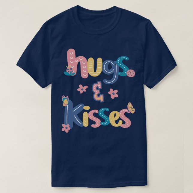 Camiseta Abraços e Beijos com preguiças e borboletas (Frente do Design)