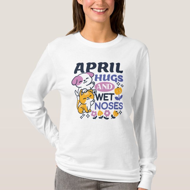 Camiseta Abraços e Narizes Molhados de Abril - Cachorro e A (Frente)