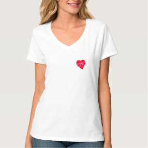 Camiseta Abraços XOXO cor-de-rosa namorados e Coração Verme