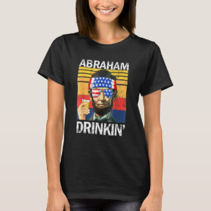Camiseta Abraham Drinkin Em 4 De Julho Partido Bebendo Abe