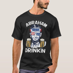 Camiseta Abraham Drinkin Lincoln Retro 4 De Julho Bandeira