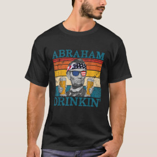 Camiseta Abraham Drinkin Retro Bebendo Presidente Abraham L