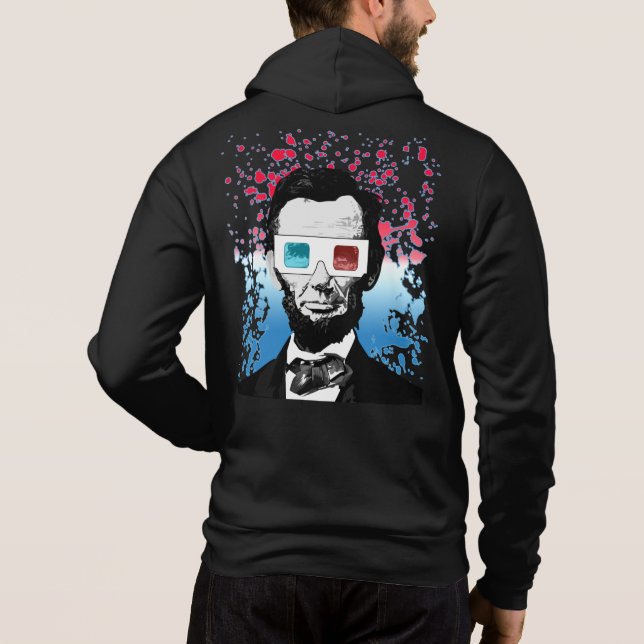 Camiseta Abraham Lincoln 3D Glasses Patriotic Pop Art (Verso)