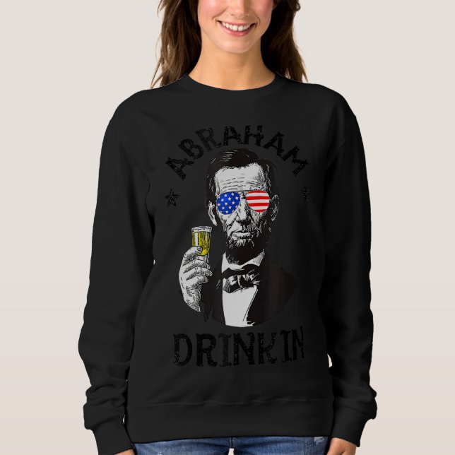 Camiseta Abraham Lincoln 4 De Julho Bebendos Mulheres (Frente)