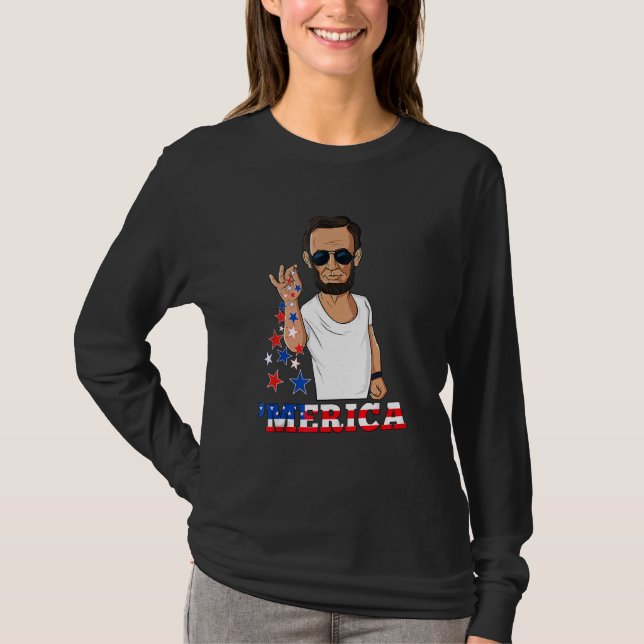 Camiseta Abraham Lincoln 4 De Julho Merica (Frente)