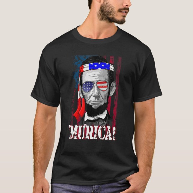 Camiseta Abraham Lincoln 4th Of July Men Women American Fla (Frente)